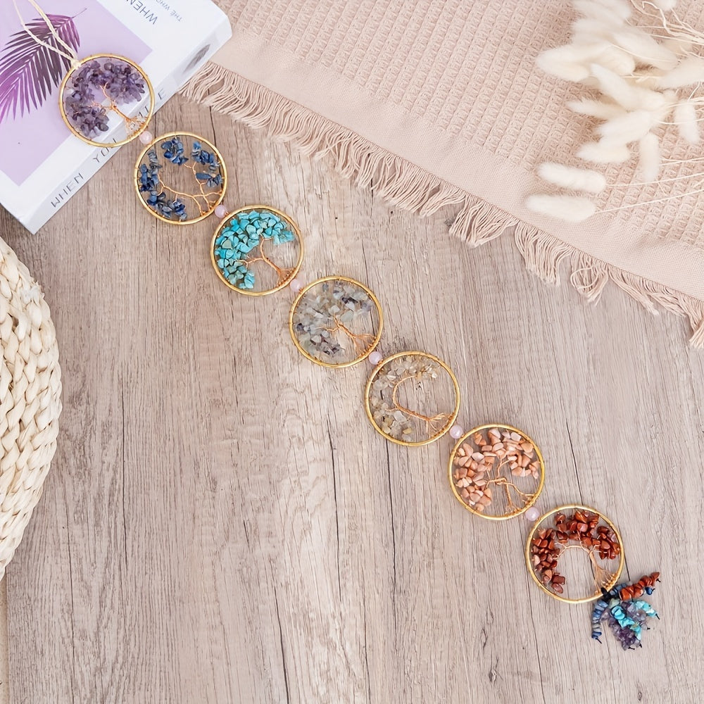 Tree of Life 7 Chakra Stones - Crystal Wall Hanging for Meditation & Home Decor, Perfect Gift for Women