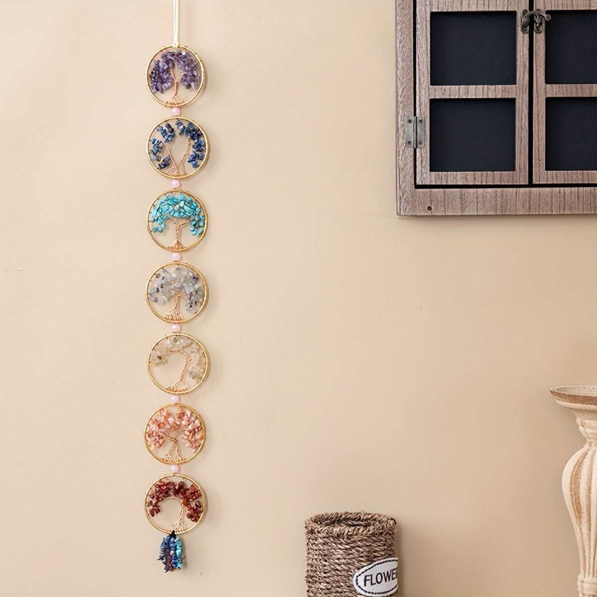 Tree of Life 7 Chakra Stones - Crystal Wall Hanging for Meditation & Home Decor, Perfect Gift for Women