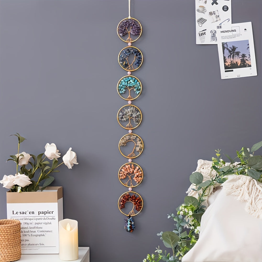 Tree of Life 7 Chakra Stones - Crystal Wall Hanging for Meditation & Home Decor, Perfect Gift for Women