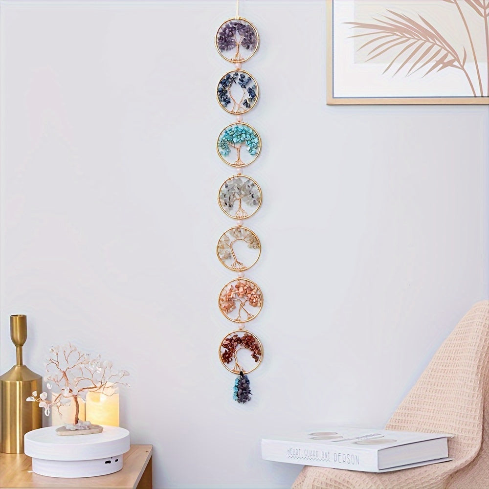 Tree of Life 7 Chakra Stones - Crystal Wall Hanging for Meditation & Home Decor, Perfect Gift for Women