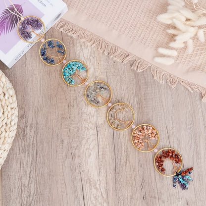 Tree of Life 7 Chakra Stones - Crystal Wall Hanging for Meditation & Home Decor, Perfect Gift for Women
