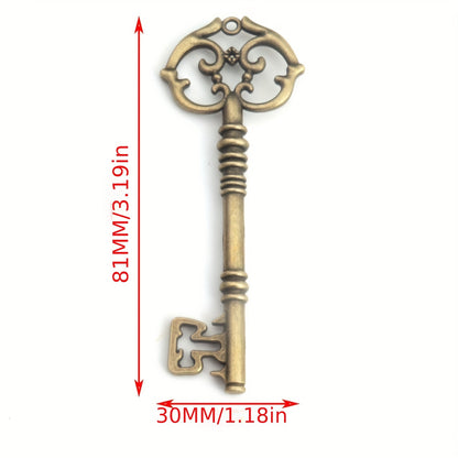 10pcs (No Repeat) Vintage Skull Key Set Steampunk Key Pendant, Antique Bronze/Antique Silvery DIY Key Pendant, Suitable for Jewelry Making