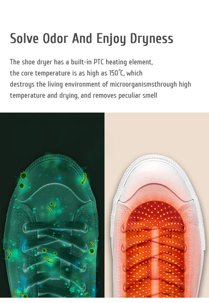 Say goodbye to embarrassment!  Keep your shoes dry and odor-free with our UV shoe dryer and deodorizer, the ultimate solution to foot odor!