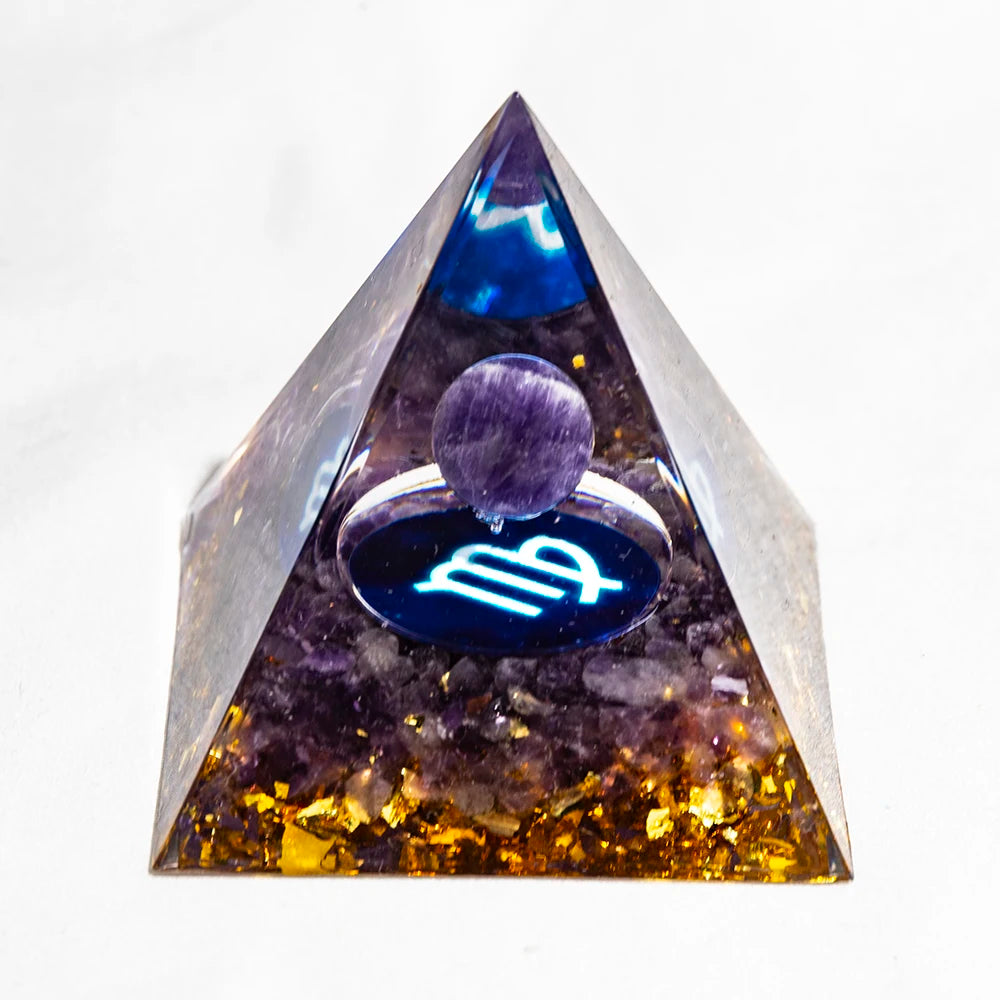 Natural Crystal Energy Generator Pyramid Peridot Amethyst Reiki Healing Chakra Resin Pyramid Egyptian Decor Room Decoration 1pc