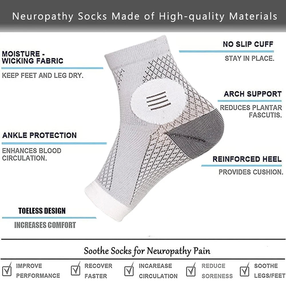 Specific Socks for Diabetics, Peripheral Neuritis Therapy, Compression for Ankle Gout, Nerve Pain