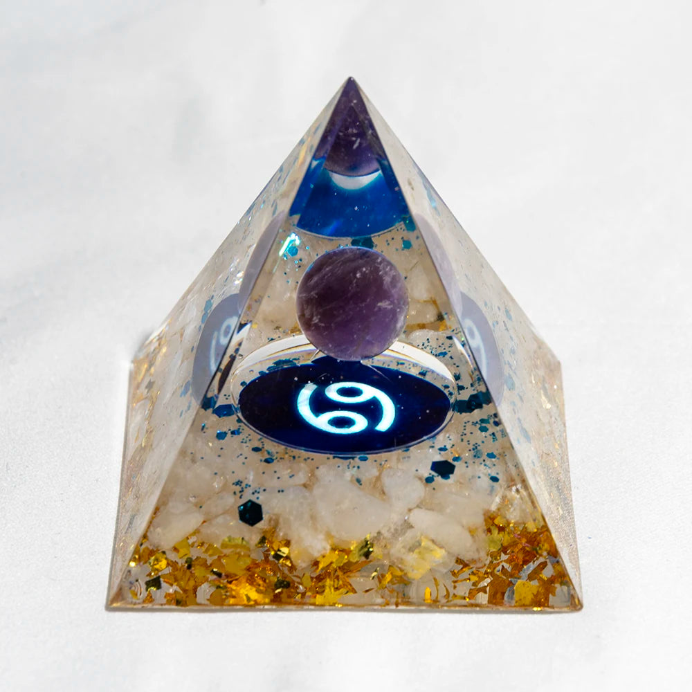 Natural Crystal Energy Generator Pyramid Peridot Amethyst Reiki Healing Chakra Resin Pyramid Egyptian Decor Room Decoration 1pc