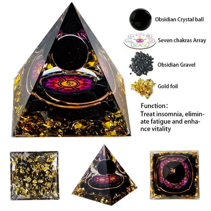Natural Crystal Energy Generator Pyramid Peridot Amethyst Reiki Healing Chakra Resin Pyramid Egyptian Decor Room Decoration 1pc